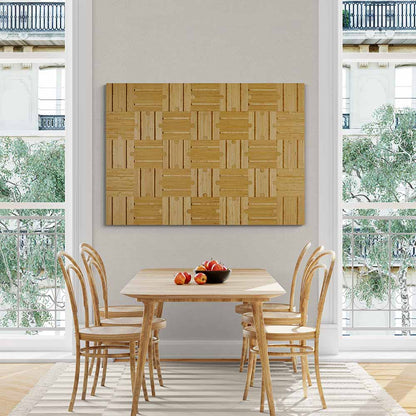 checker plyboo puzzle in a modern kitchen over a wooden dining table